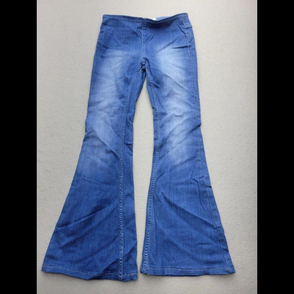 Free People Women Jeans 26 Blue Flared Medium Stretch Mid Rise
